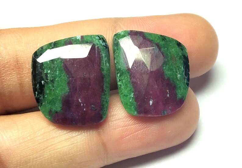 Gorgeous Ruby Zoisite Fancy Pair Cut Cabochon,Natural Ruby Designer Cabochon,Size 20x17 MM,AAA Quality,Ruby Zoisite Gemstone,Loose Cabochon.