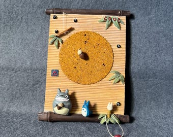 Vintage 2002 Studio Ghibli My Neighbor Totoro Wall Scroll Calendar Frame Cork Board | Complete w Acorn Pin | Rare Anime Memo Board