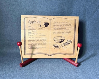 Vintage Holz-Apfelkuchen-Rezeptstand, Bauernhaus-Küchenbuchhalter, Landhaus-Dekor, rustikale Rezeptplakette, 12,5-Zoll-Kochbuchstaffelei