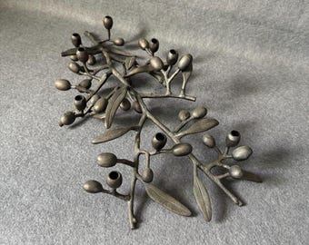 Michael Aram Olive Branch Menorah - Black Bronze Metal Candelabra - Large 17" Handcrafted Jewish Hanukkah Menora Sculpture - Judaica Gift