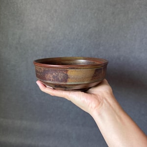 Brown Iron Roan Mountain Stoneware Serving Bowl, Pottery Dishes, Catchall Tray, Jewelry Holder, Rustic Kitchen, Man Cave, Vintage Home Decor
