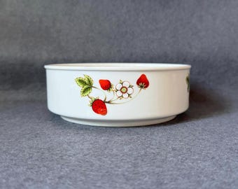 Vintage Otagiri Japan Strawberry Bowl, Hand Painted Botanical Berry Serving Dish, Cottagecore Kitchen Decor, Small Porcelain Catchall