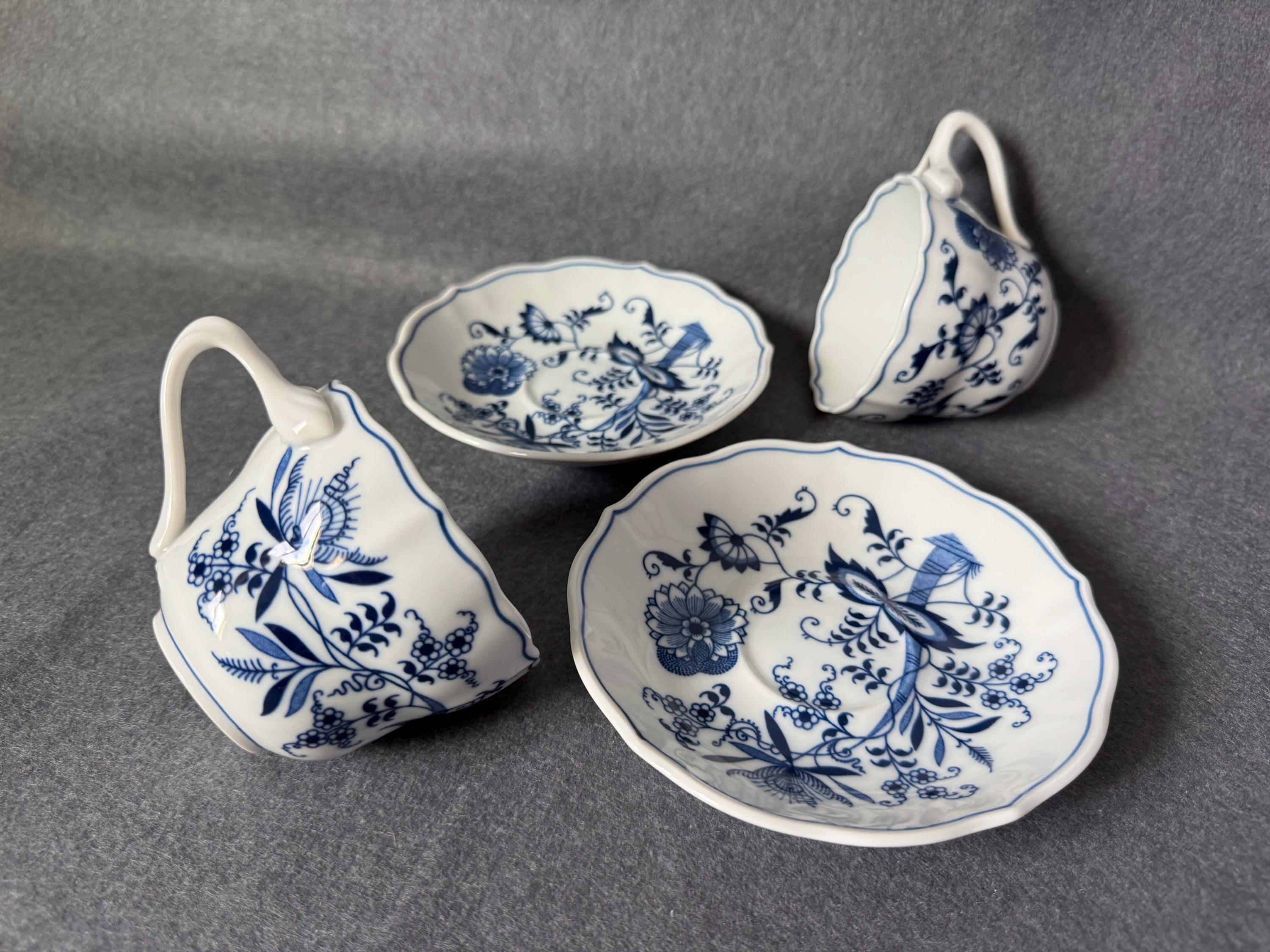 Porcelain Tea Cup Saucer Set of Two Japanese Blue Danube Onion Pattern ...