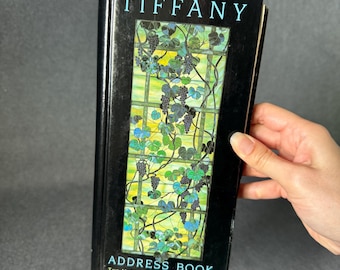 Vintage Tiffany Stained Glass Address Book Metropolitan Museum of Art, Made in Italy Hardcover Blank Indexed Journal, Art Nouveau Gift