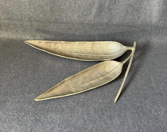 Michael Aram Bamboo Double Leaf Tray - Vintage Silver Cast Metal Snack Dish, Botanical Serveware, Designer Catchall, Modernist Home Decor