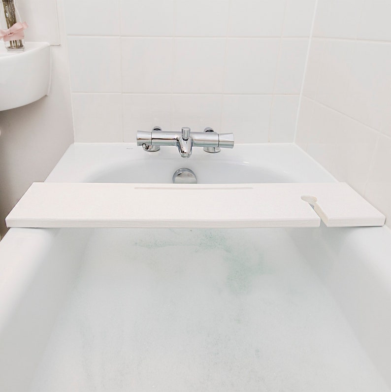 White Bath Rack Over the Bathtub Storage Caddy Wooden Bath Etsy Canada