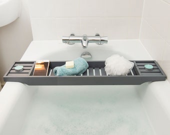 Wooden Grey Bath Rack Over The Bath Storage Tray Bath Board Bath Rack Bath Caddy Bath Shelf
