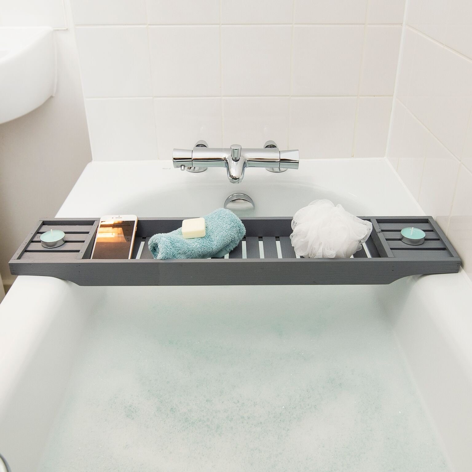 Wooden Grey Bath Rack Over the Bath Storage Tray Bath Board Etsy UK