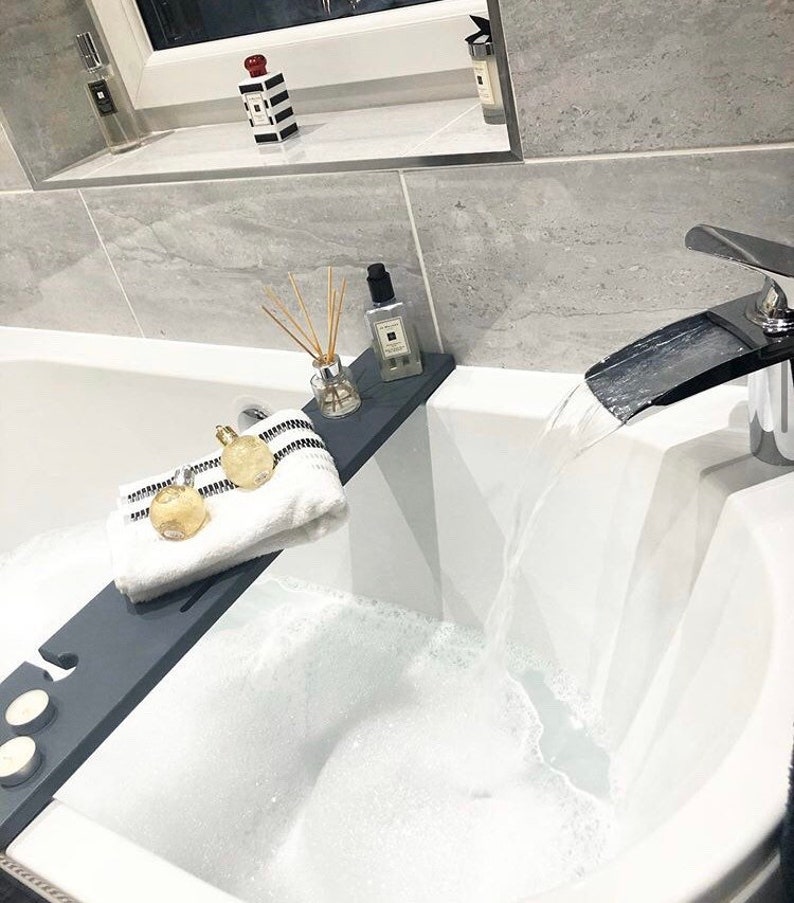Dark Grey Bath Rack Over the Bathtub Storage Tray Bath Board Etsy UK
