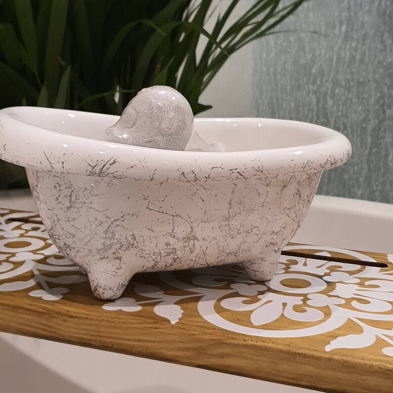 White Ceramic Mini Bath Bathroom Bath Bomb Storage Holder Etsy UK