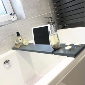 Dark Grey Bath Rack Over The Bathtub Storage Tray Bath Board Bath Caddy