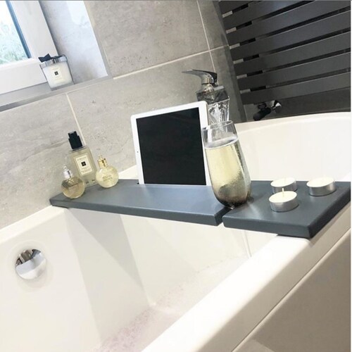 Dark Grey Bath Rack Over the Bathtub Storage Tray Bath Board Etsy UK