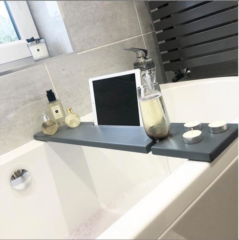 Dark Grey Bath Rack Over the Bathtub Storage Tray Bath Board Etsy UK