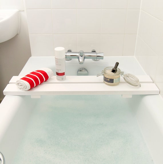 White Bath Rack Bath Caddy Bath Tray Wooden Bridge Shabbychic Etsy UK