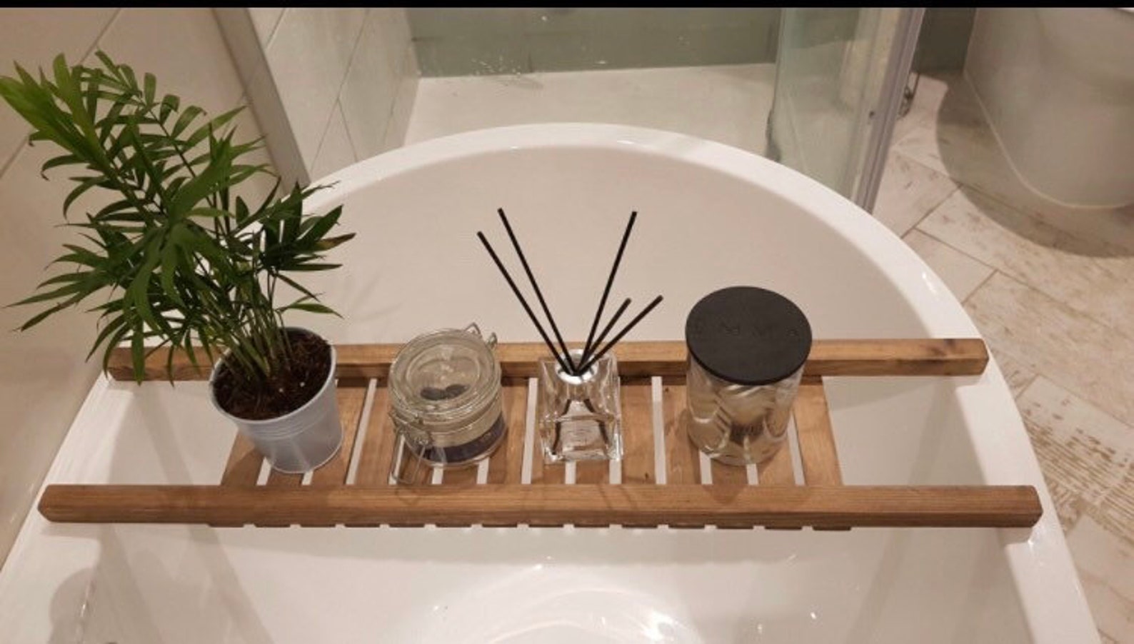 American Walnut Wooden Bath Rack Grid Over The Bath Tub | Etsy