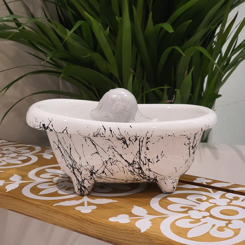 White Ceramic Mini Bath Bathroom Bath Bomb Storage Holder Etsy UK
