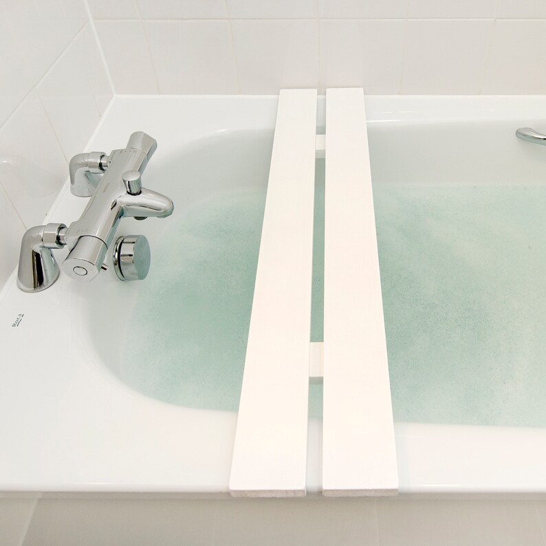 White Bath Rack Bath Caddy Bath Tray Wooden Bridge Shabbychic Etsy