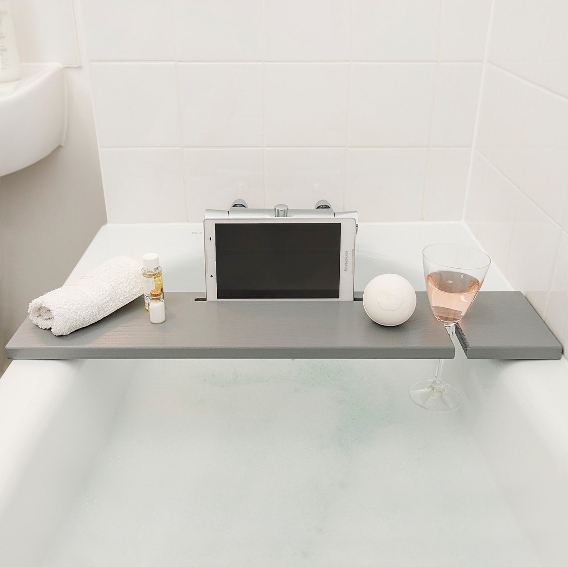 Wooden Grey Bath Board Solid Wood Handmade Slate/gray Bath Etsy