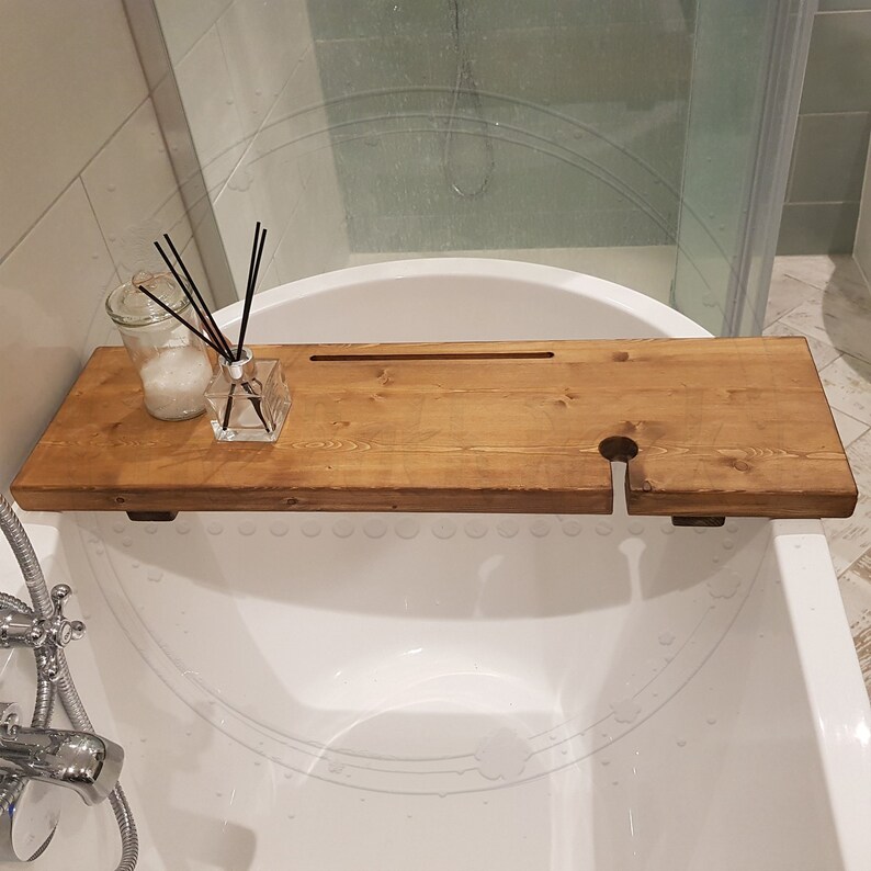 Light Oak Rustic Chunky Wooden Bath Rack Solid Wood Bath Board Etsy
