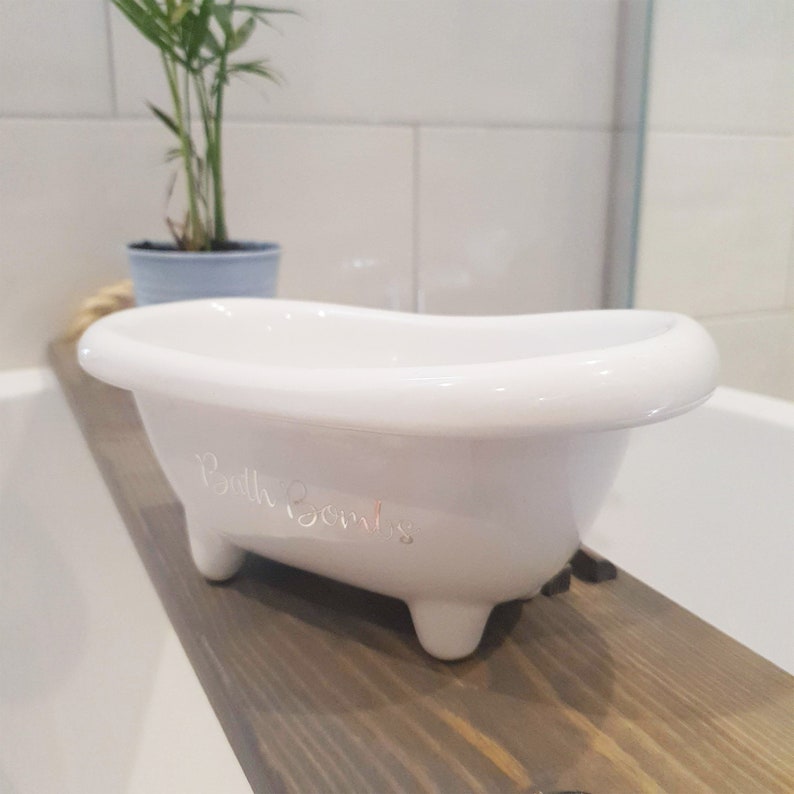 White Ceramic Mini Bath Bathroom Bath Bomb Storage Holder Etsy UK