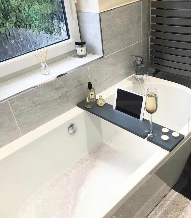 Dark Grey Bath Rack Over the Bathtub Storage Tray Bath Board Etsy UK