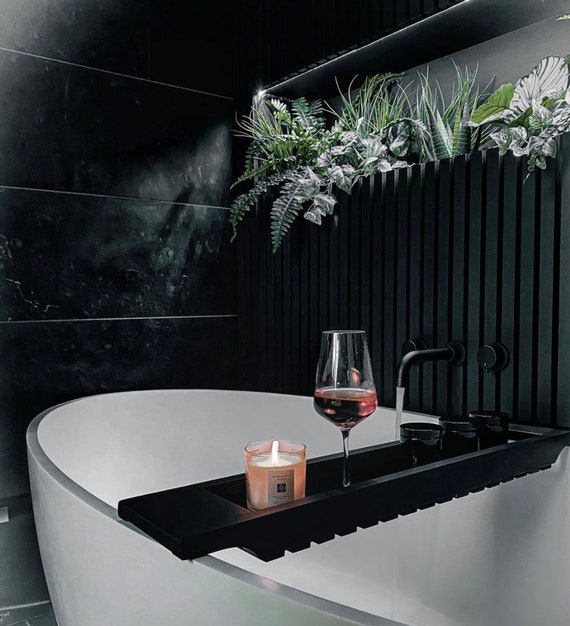 UTOPIA Wooden Black Slated Bath Rack Over the Bath Tub Storage