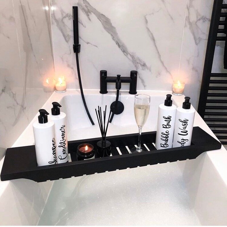 Solid Wooden Rustic Black Slated Bath Rack Over the Bath Tub Etsy Ireland