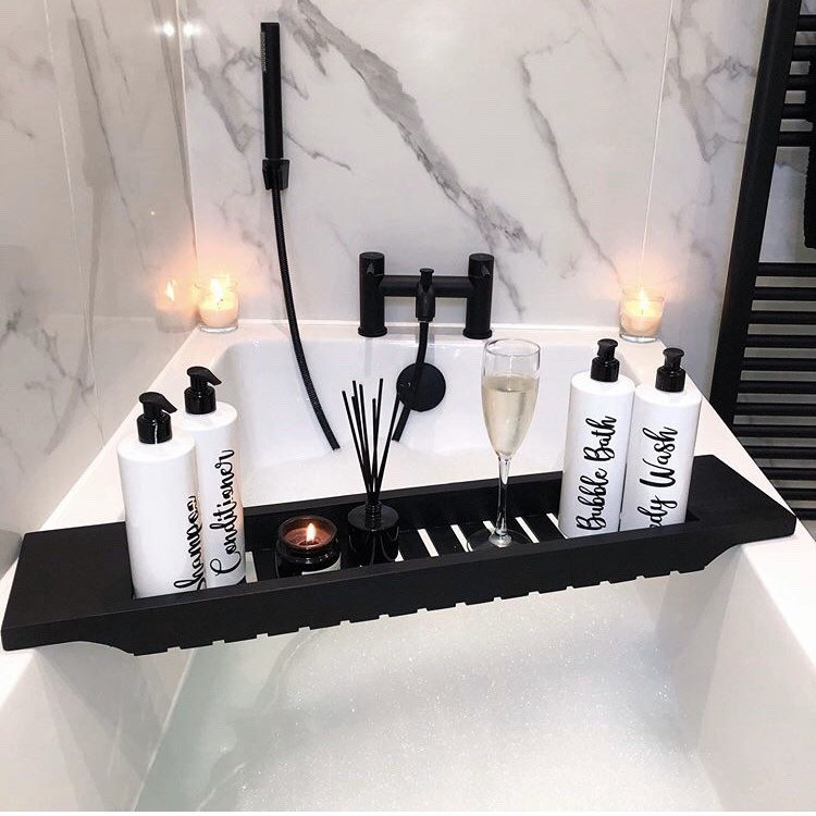 Solid Wooden Rustic Black Slated Bath Rack Over the Bath Tub Etsy UK