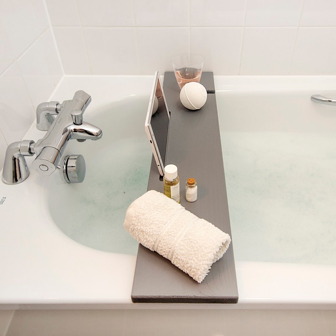 Wooden Grey Bath Board Solid Wood Handmade Slate/gray Bath Etsy