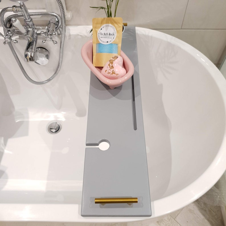 Grey Bath Rack Over the Bath Storage Tray With Gold Brushed Etsy UK