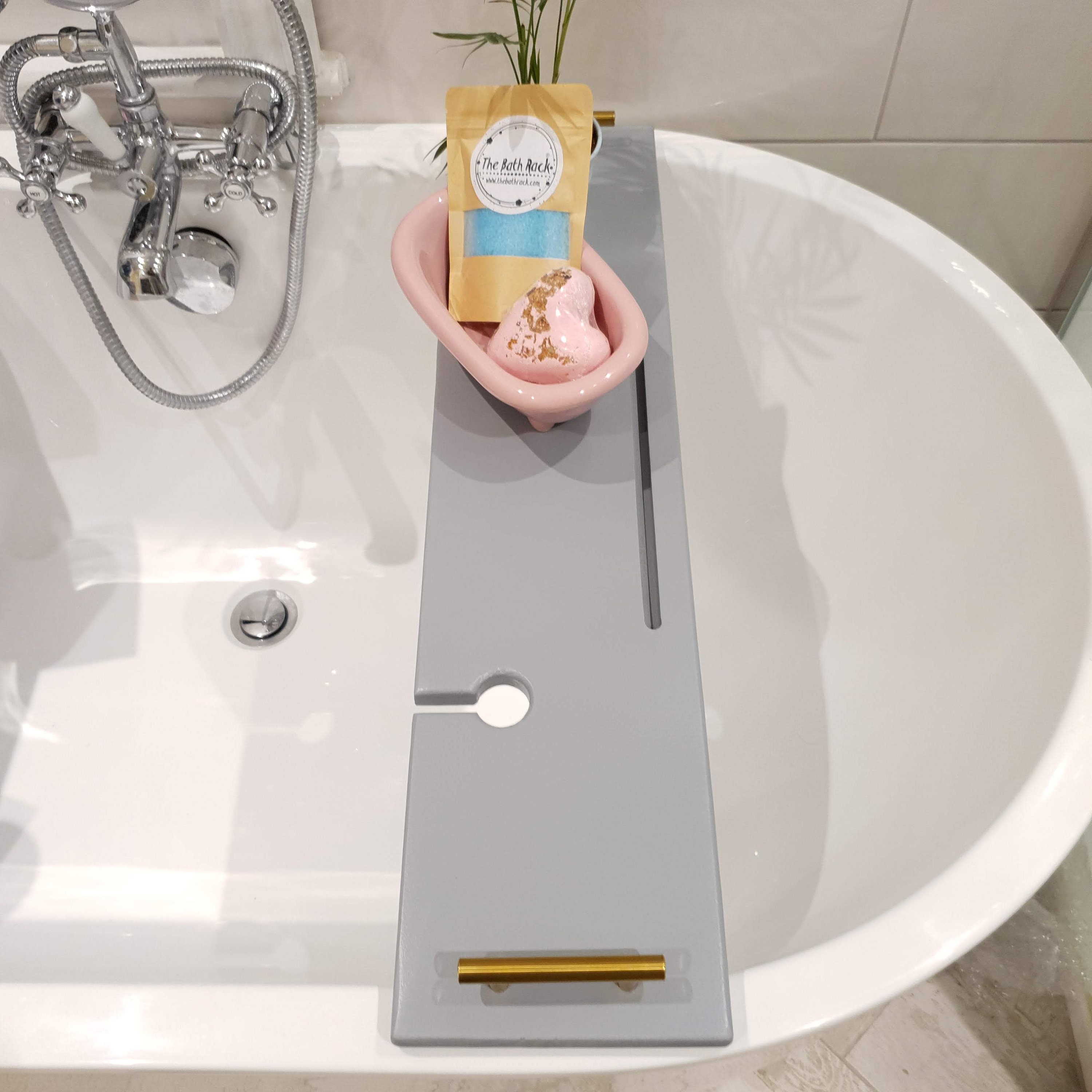 Grey Bath Rack Over the Bath Storage Tray With Gold Brushed Etsy