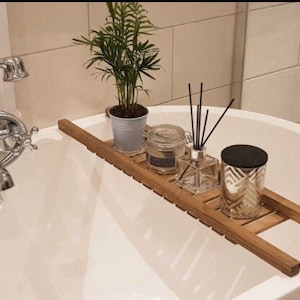 American Walnut Wooden Bath Rack Grid Over The Bath Tub Storage Tray Bath Board Bath Caddy