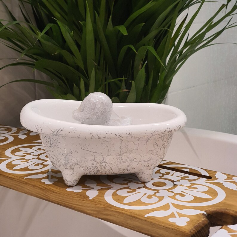 White Ceramic Mini Bath Bathroom Bath Bomb Storage Holder Etsy UK