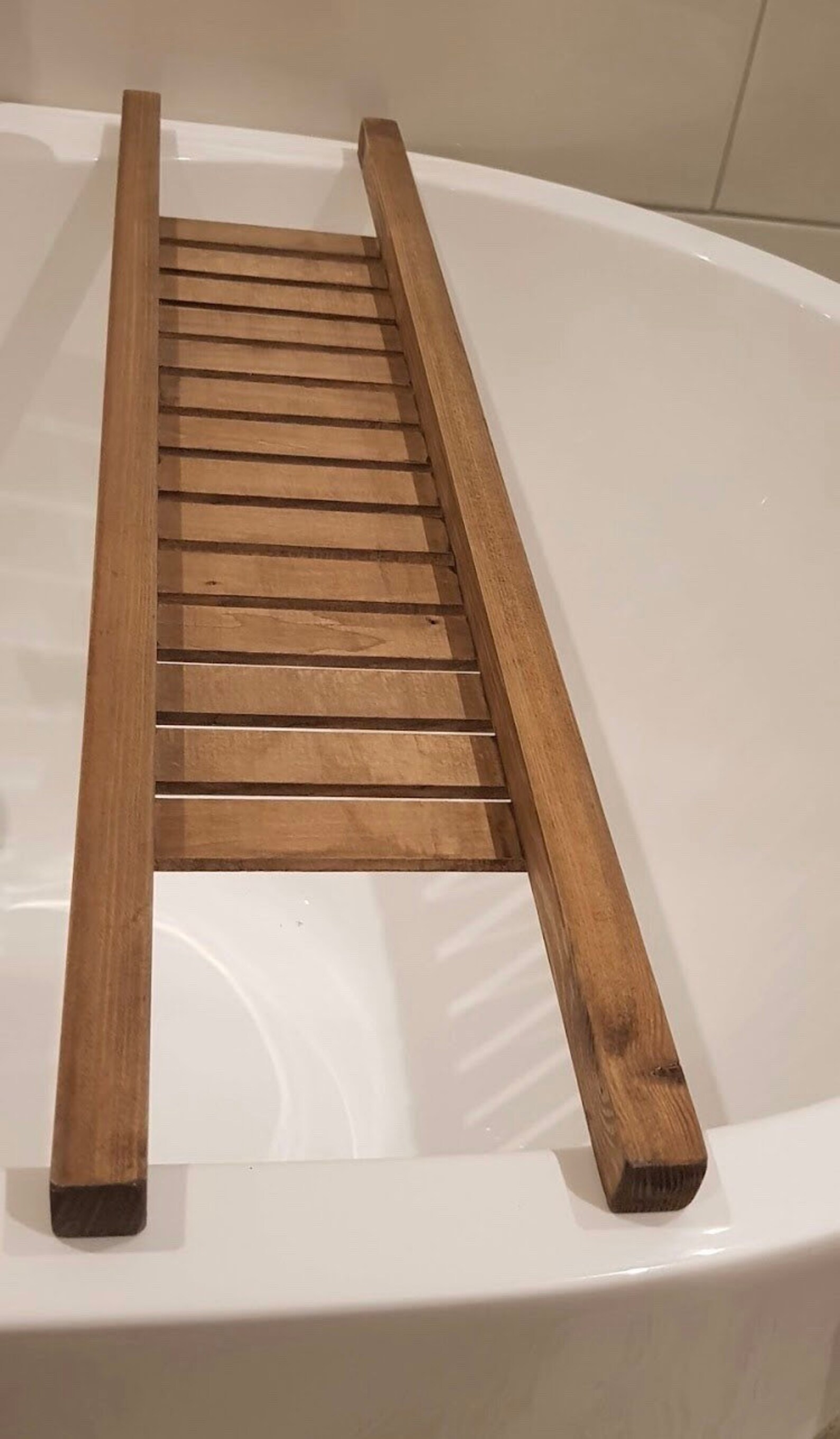 American Walnut Wooden Bath Rack Grid Over the Bath Tub Etsy