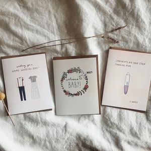 Conjunto de tarjetas para bodas y bebés (3pc)