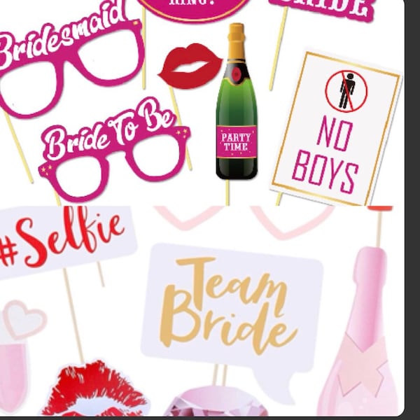 SALE! (17 pieces) bachelorette party photo booth props, bride tribe,team bride, bridal shower,hen do, bachelorette gifts, favors,games