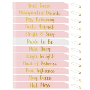 Rose gold bridesmaid sash set 12 pack bridesmaids sash,team bride sash, bachelorette sash set for bridesmaids, maid of honor, bridal
