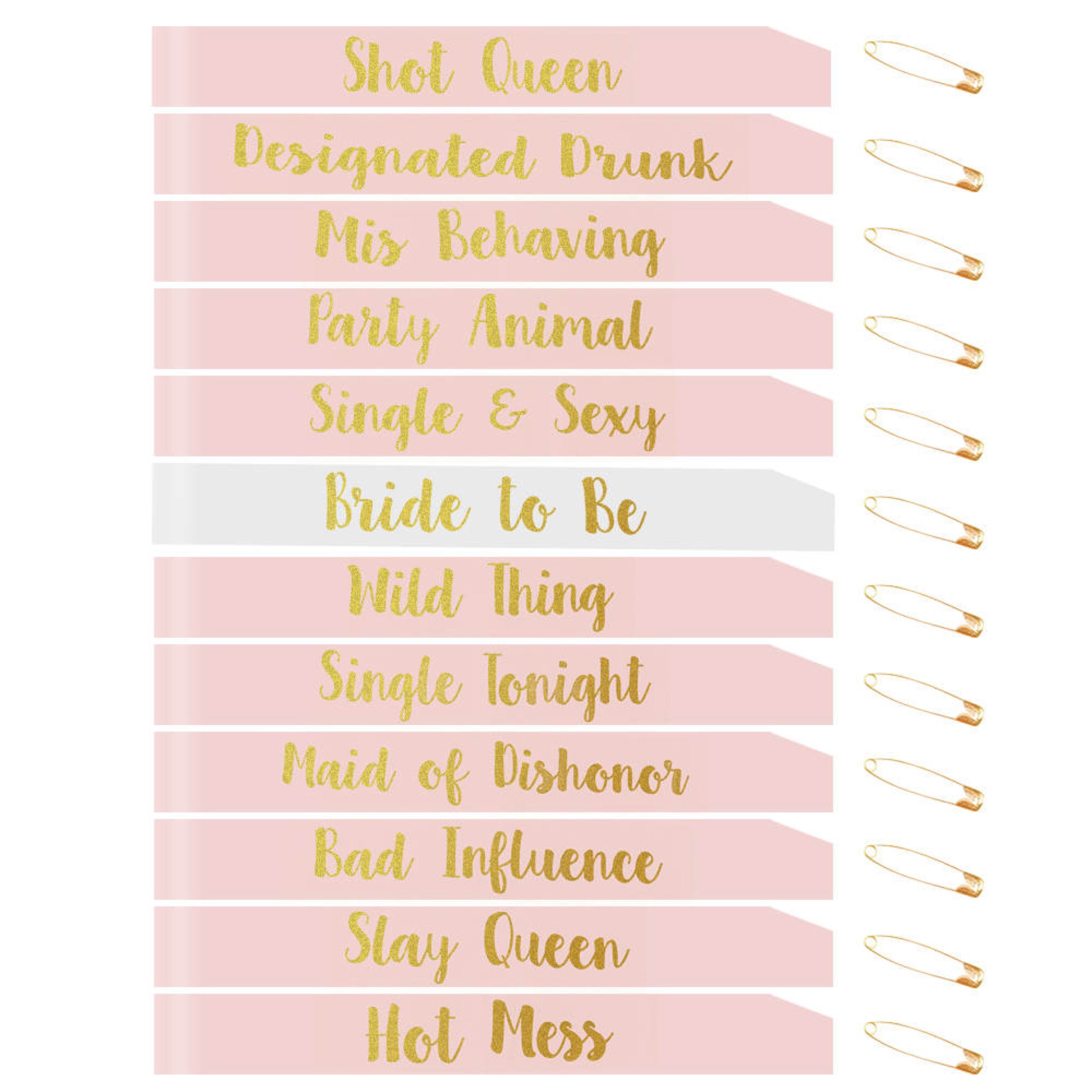 Rose gold bridesmaid sash set 12 pack bridesmaids sash,team bride sash, bachelorette sash set for bridesmaids, maid of honor, bridal