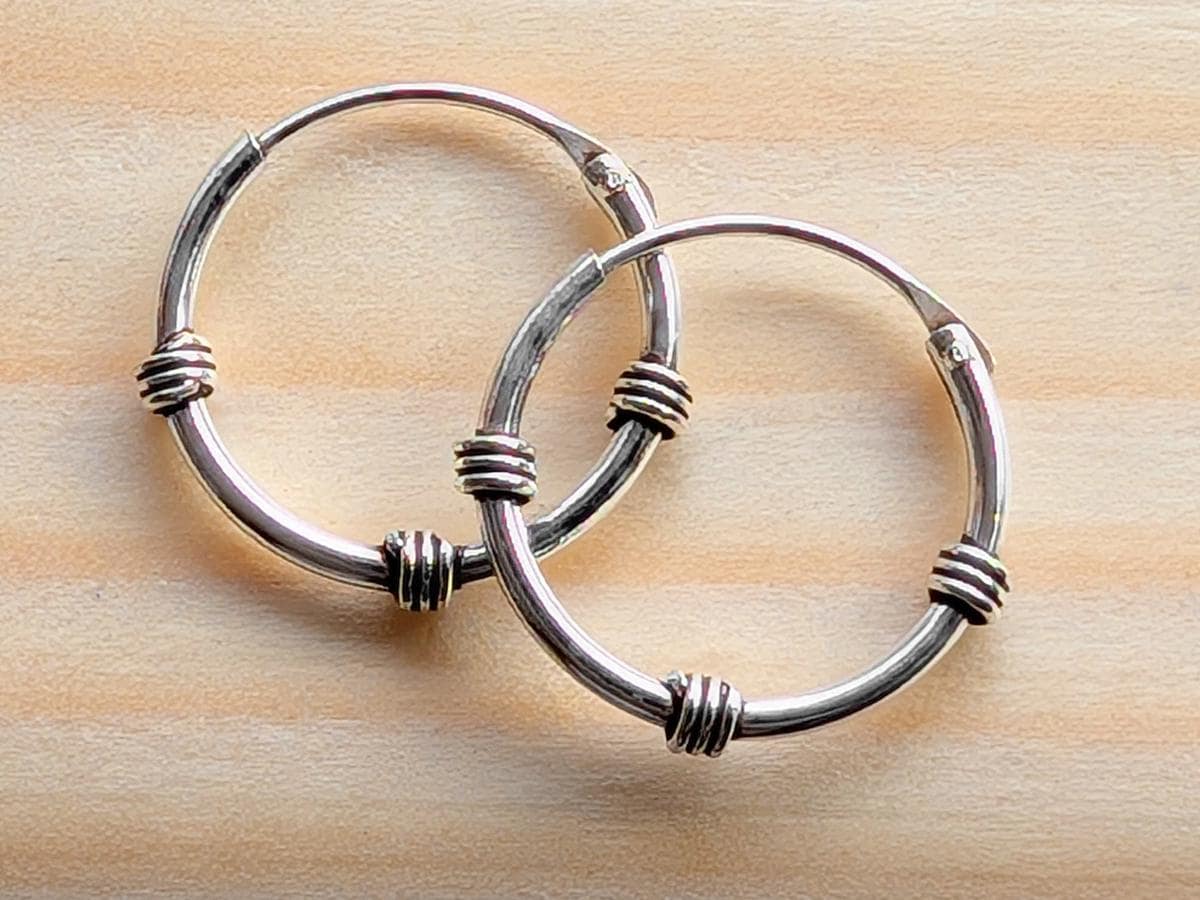 Boucles D'oreilles Créoles De Bali - Argent 925/000 - 12 Mm - Unisexe - Neuf Avec étiquettes