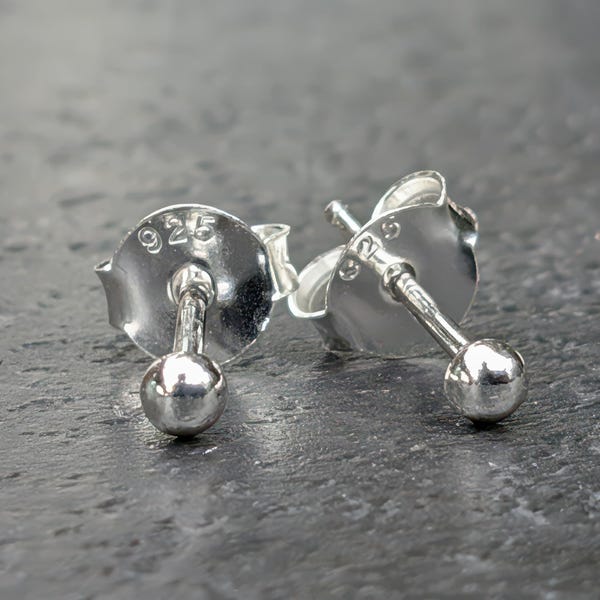 Winzige Silber Kugel Ohrstecker echt 925 Sterling Silber schlicht klassisch schlicht Minimalist rund form 1 mm 1,2 mm 1,5 mm 2 mm 3 mm 4 mm 5 mm gesetzt