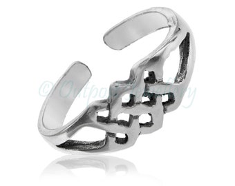 Celtic weave toe ring real solid 925 sterling silver adjustable open midi top finger toering