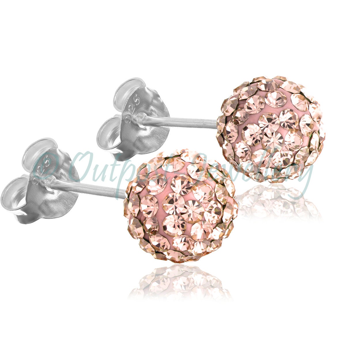 Boucles D’oreilles Boule Disco 10 Mm - Cristal Autrichien, Strass, Plaqué Argent