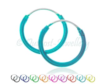 Orecchini A Cerchio Incernierati Creoli Senza Tempo In Pietra Blu Europa Glam Fine Jewerly Per Le Donne Regalo In Argento Sterling Massiccio 925 - Foto 12