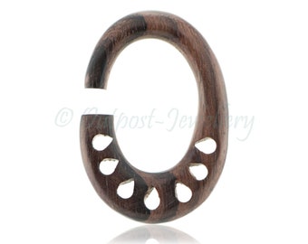 Slotted style wood ear spiral hanger gauge plug stretcher organic tribal body piercing