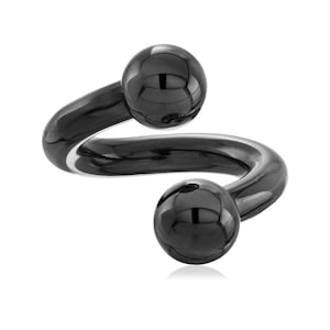 Spiral Barbell Black PVD Surgical Steel Heavy Gauge Large Twister Horseshoe Body Bar 2mm 2.5mm 3.2mm 4mm 5mm, 12ga 10ga 8ga 6ga 4ga