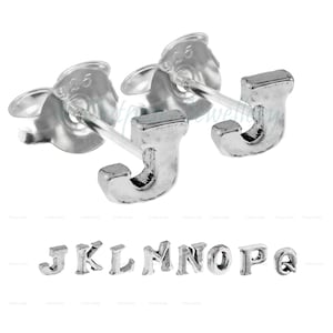 J bis Q Sterling-Silber-Alphabet-Buchstaben-Anfangs-Ohrstecker-Ohrring für Mädchen und Jungen mit dem Namen J K L M N O P Q