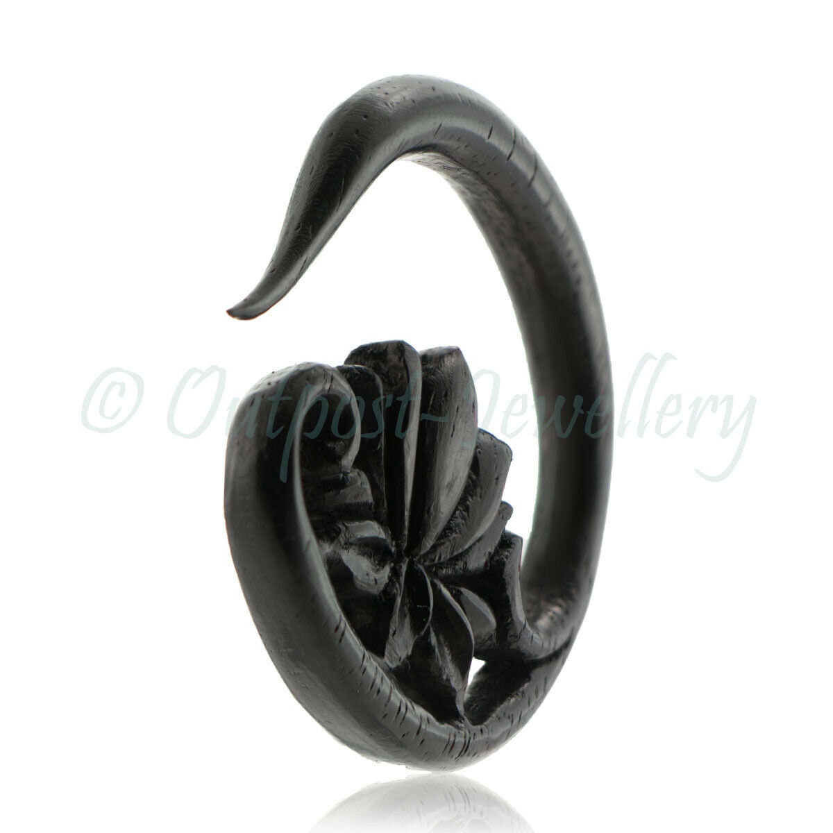 Lotus Flower in Carrved Wood Ear Hook Hanger Talon Claw Plug Stretcher ...