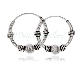Pair Of Sterling Silver Four Rings Bali Hoop Earrings – 12mm – New Without Packaging