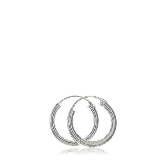 Small 4mm x 20mm Round Tube Sterling Silver Hoop Earrings Small 4mm x 20mm Round Tube Sterling Silver Hoop Earrings