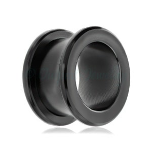 1 x PVD Black steel flesh tunnel screw fit back and rounded rim surgical steel 316L size 3.2mm 4mm 5mm 6mm 8mm 10mm 12mm 14mm 16mm 18mm 20mm